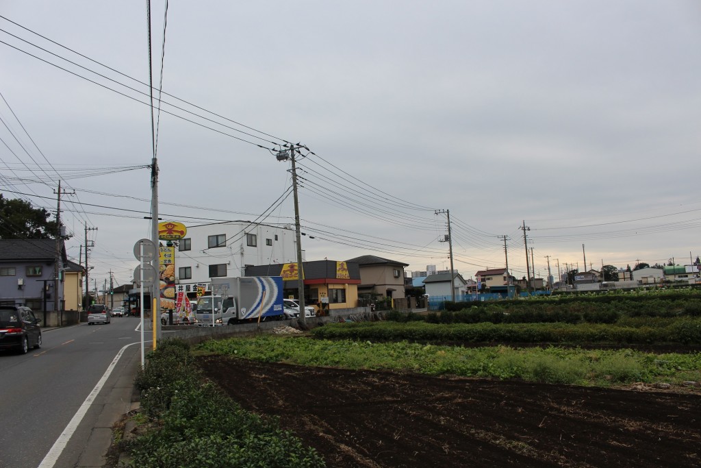 店舗前は畑が広がる。